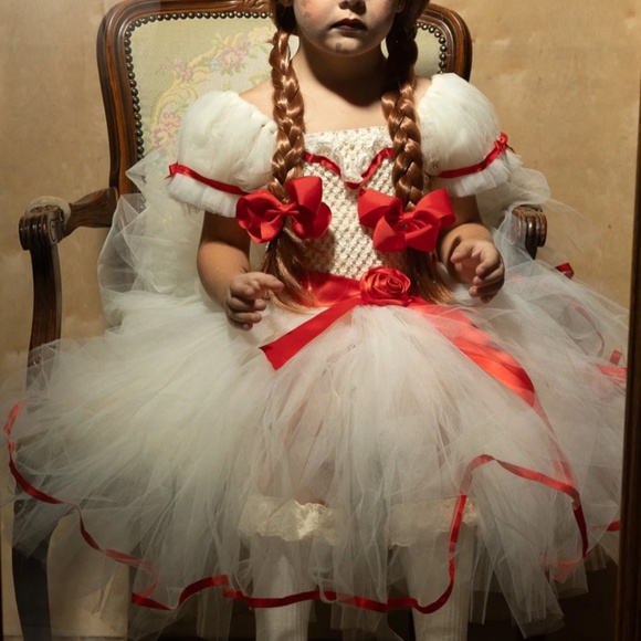 Haunted  Doll, Annabelle-inspired, costume with a wig. - Picture 3 of 4